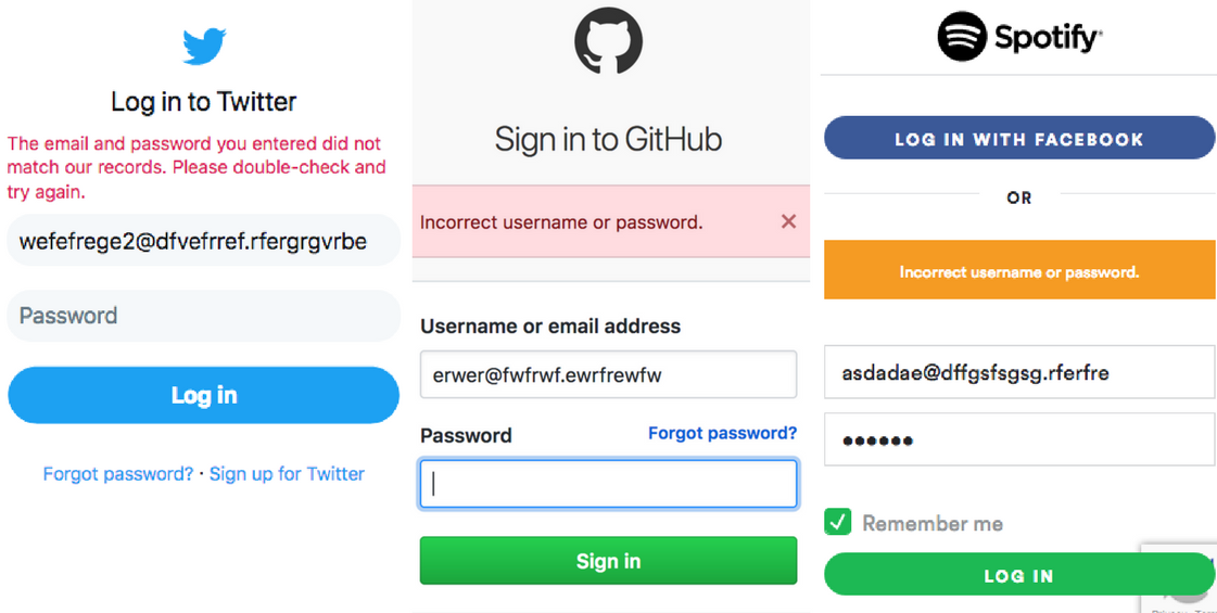 The email addresses do not match. Login Error. UI ошибка. Error password. Password Incorrect.